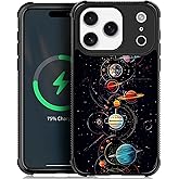 Goodsprout Case Compatible with iPhone 17 Pro,Starry Space Planet, Tempered Glass Back+Soft Silicone TPU Shock Protective Case for iPhone 17 Pro.