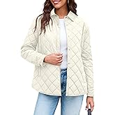 Grlasen Womens Lightweight Quilted Jacket Fall Button Down Puffer Jackets Loose Fit Stand Collar Warm Coats Outerwear
