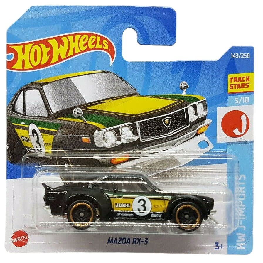 Hot Wheels Mazda RX-3 Die-cast Car, Green, HCV78, Short Card, Castrol, Yokohama, JDM Legends, 2022