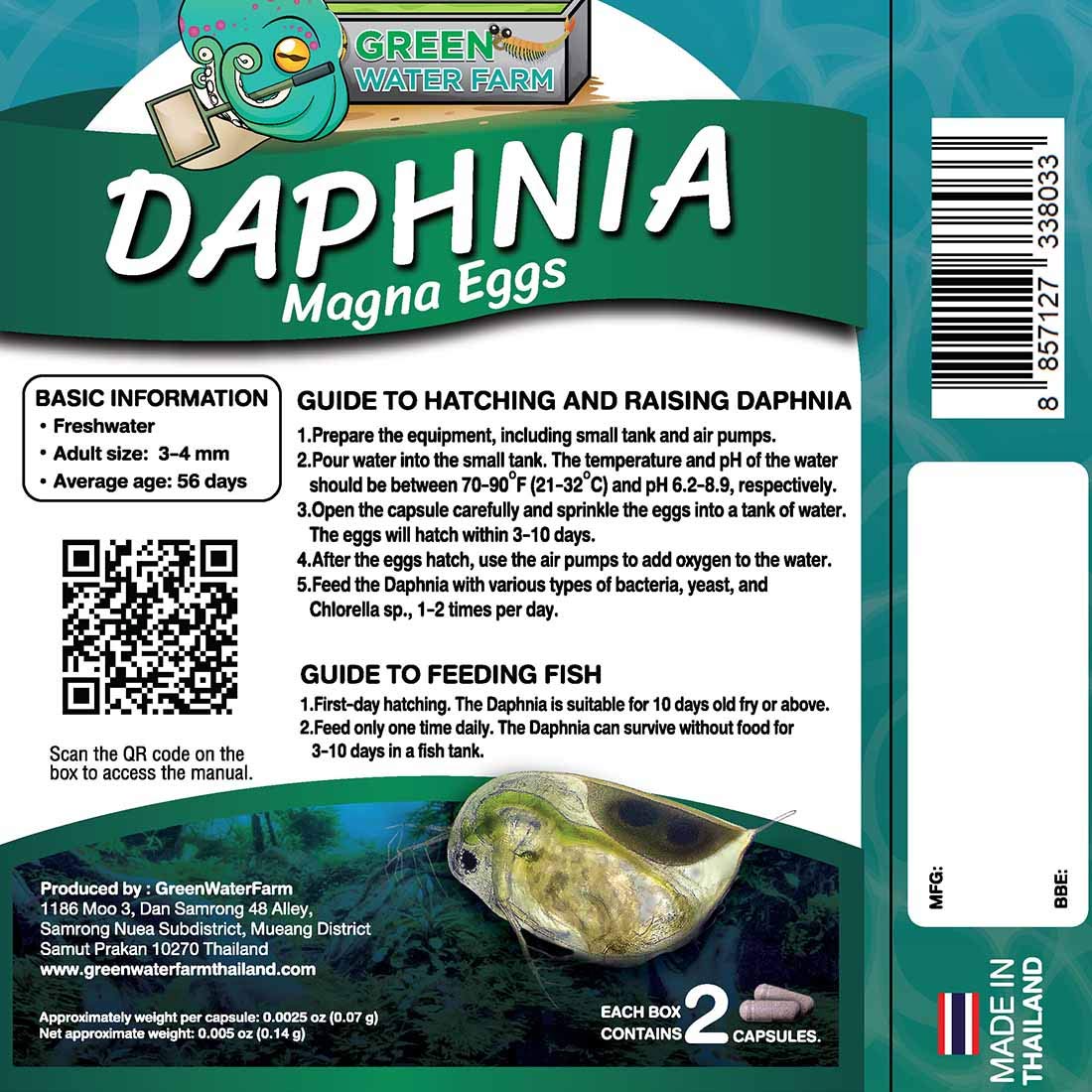 GREEN WATER FARM GreenWaterFarm Daphnia Magna Eggs Live Fish Food for Hatching and Culture Suitable for Feed Betta Fish