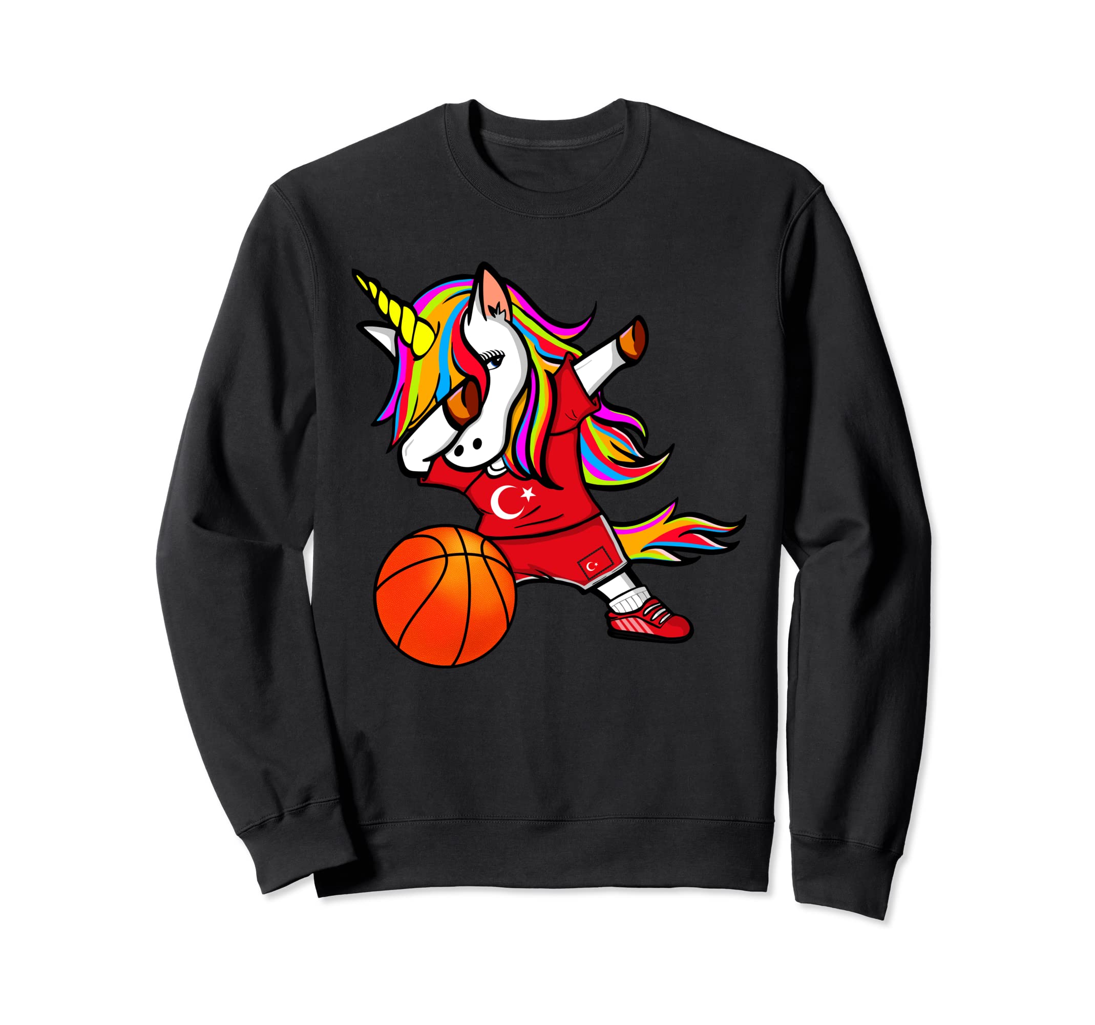 Dabbing Unicorn Turkey Basketball Fans Jersey Turkish Flag Sweatshirt