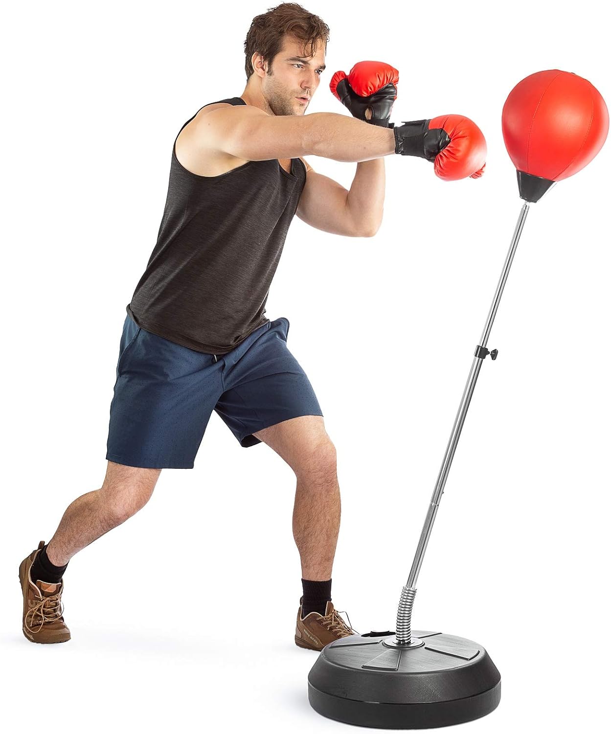 Tech Tools Boxing Ball Set with Punching Bag, Boxing Gloves, Hand Pump & Adjustable Height Stand - Strong Durable Spring Withstands Tough Hits for Stress Relief & Fitness (Adult) : Sports & Outdoors