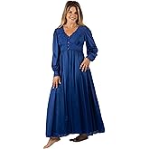 SHADOWLINE Women's Long Flowy Figure Flattering Button Down Robe- Silky Floral Stretch Lace Bodice Lingerie Elegant Sleepwear