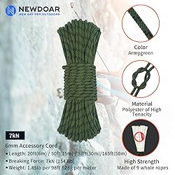 NewDoar Static Climbing Rope 6mm Accessory Cord
