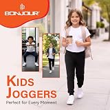Bonjour Kids Joggers Fleece School Tracksuit Bottoms Black 3-13 Years view 3