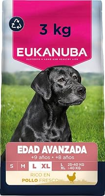 , alimento para Edad Avanzada con Pollo Fresco para Razas Grandes - Alimento seco Premium para Perros Senior, 3 kg