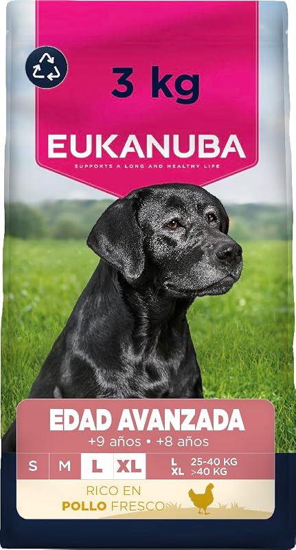 , alimento para Edad Avanzada con Pollo Fresco para Razas Grandes - Alimento seco Premium para Perros Senior, 3 kg