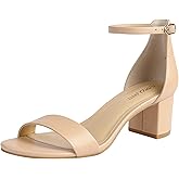 PIZZ ANNU Women's Low Block Chunky Heels Sandals Comfortable Open Toe Ankle Strap Party Dress Pump Shoes Strappy Buckle Heeled Sandal with 2 Inches Tall Thick Heel Design