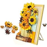 Brihappen Building Block Sets, Van Gogh Sunflower Painting Building Toys with Sensor Light, 1166 Pcs 3D Framed Wall Art for Adults, DIY Model Kit for Home Office Decor, Gift for Women & Art Lovers