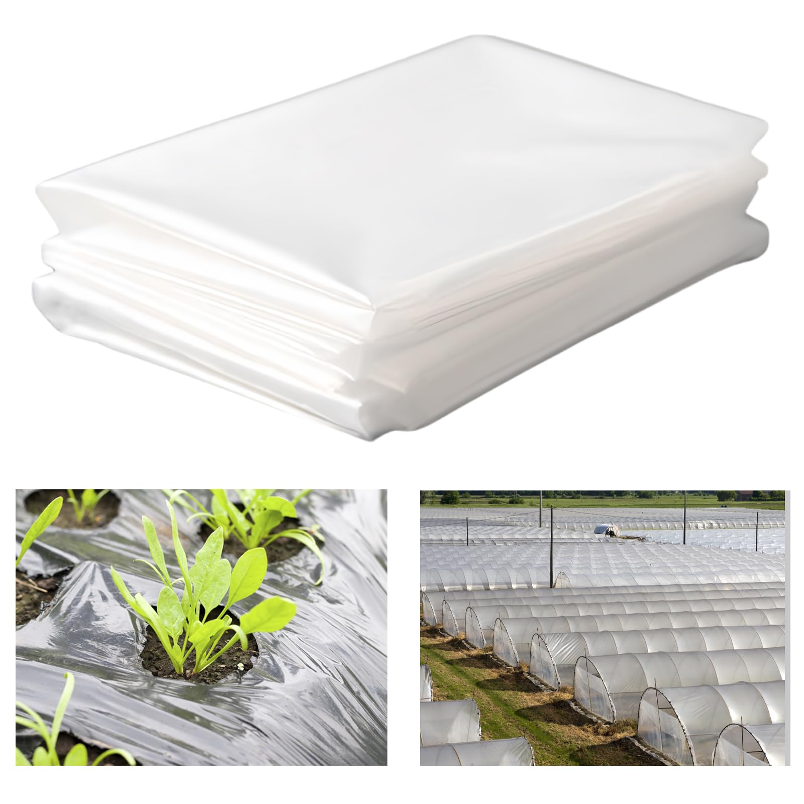 flintronic 2 X 3M Heavy Duty Polythene Sheeting, Extra Thick Plastic Dust Waterproof Sheets, Garden Grow Polythene Cover Sheets for Gardening Insulation, Building Rubble Protection (250Mu /1000G)