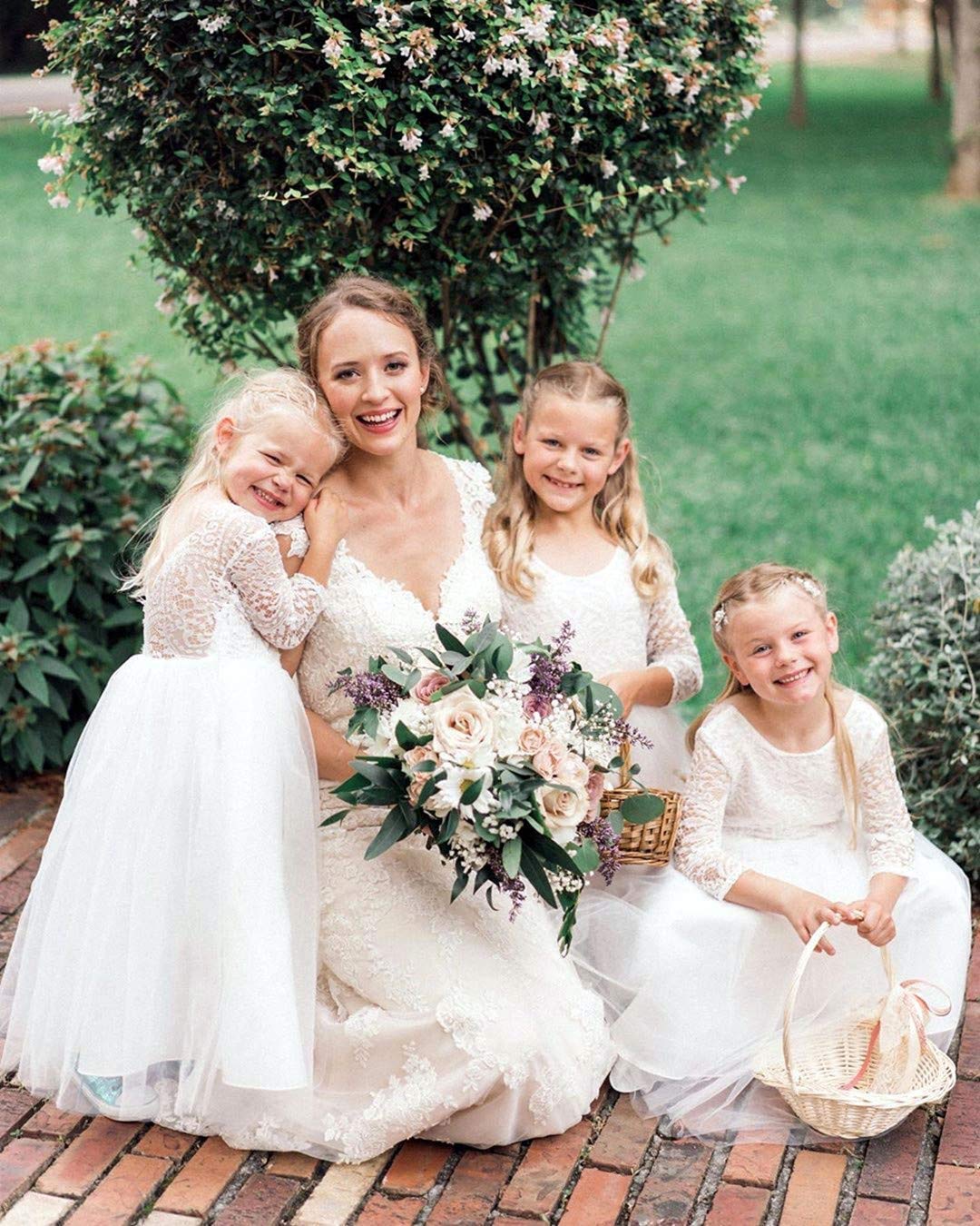 Topmaker Flower Girl Dress for Toddler Baby Girls,Lace Tulle Dress for Wedding,Birthday Party,Photoshoot,Special Occasion
