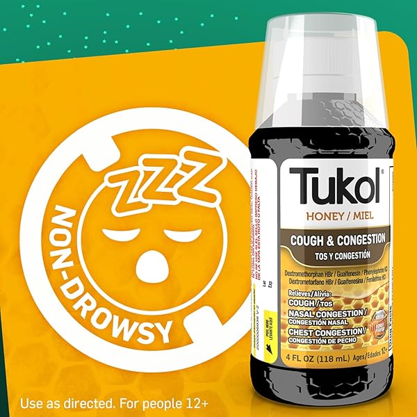 TUKOL X-PECTO HONEY COUGH SYRUP FOR ADULTS, DM COUGH EXPECTORANT, CHEST CONGESTION RELIEF, COUGH DM, EXPECTORANT COUGH SYRUP, FAST RELIEF FOR COUGH AND CHEST CONGESTION, 4 FL OZ