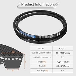 uxcell 2Pcs AX91 EPDM V-Belt, Raw Edge Cogged