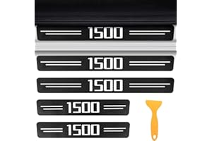 CHIYLE Door Sill Protectors for RAM 1500, Carbon Fiber Leather Front/Rear Door Sill Sticker for Dodge RAM 1500 Accessores 2012 2013 2014 2015 2016 2017 2018 2019 2020 2021 2022 2023 2024 2025(White)