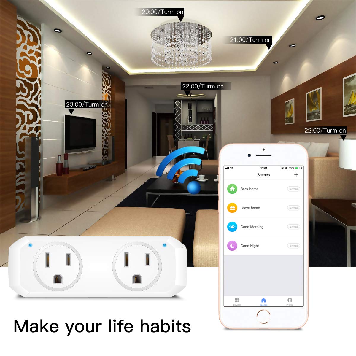 Oukitel Smart Wi-Fi Plug, Alexa Echo Plug,2 in 1 Smart Plug Mini Outlet With Timer Wi-Fi Smart Socket Switch Voice and App Controlled,Compatible with Alexa Echo,Google Home and IFTTT (1 Pack, Gray)