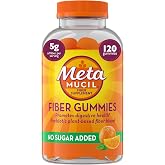 Metamucil Fiber Gummies for Adults, No Sugar Added Orange Flavor, 5g Prebiotic Plant Based Fiber Supplement Blend, 120 Count