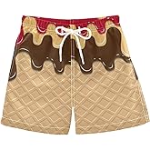 senya Boys Swim Trunks Quick Dry UPF 50+ Plaid Cake Chocolate Beach Board Shorts Kids Bathing Suits Swimsuit