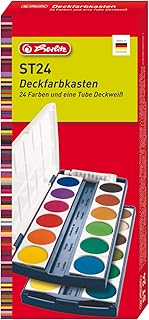 Herlitz 10199933 Schulmalfarben bzw. Deckfarbkasten, 24 Farben inklusive Deckweiß