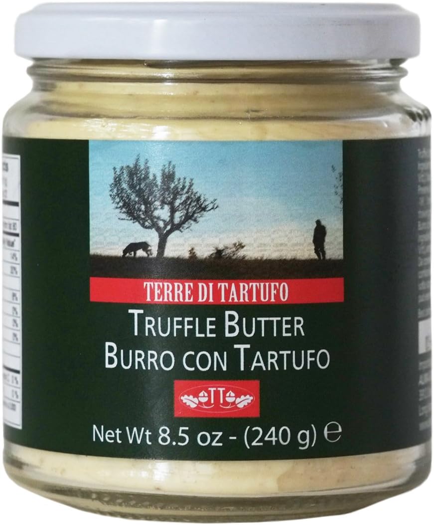 Premium Italian White Truffle Butter | Terre di Tartufo | Large Glass Jar 8.5 Ounce (240g) - Pack of 2