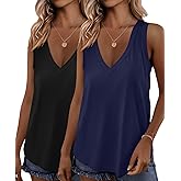 KKJ 2 Pack Womens Tank Tops 2026 Workout V Neck Tees Spring Summer Sleeveless Loose Fit Casual Outfits Shirts Fashion Clothes