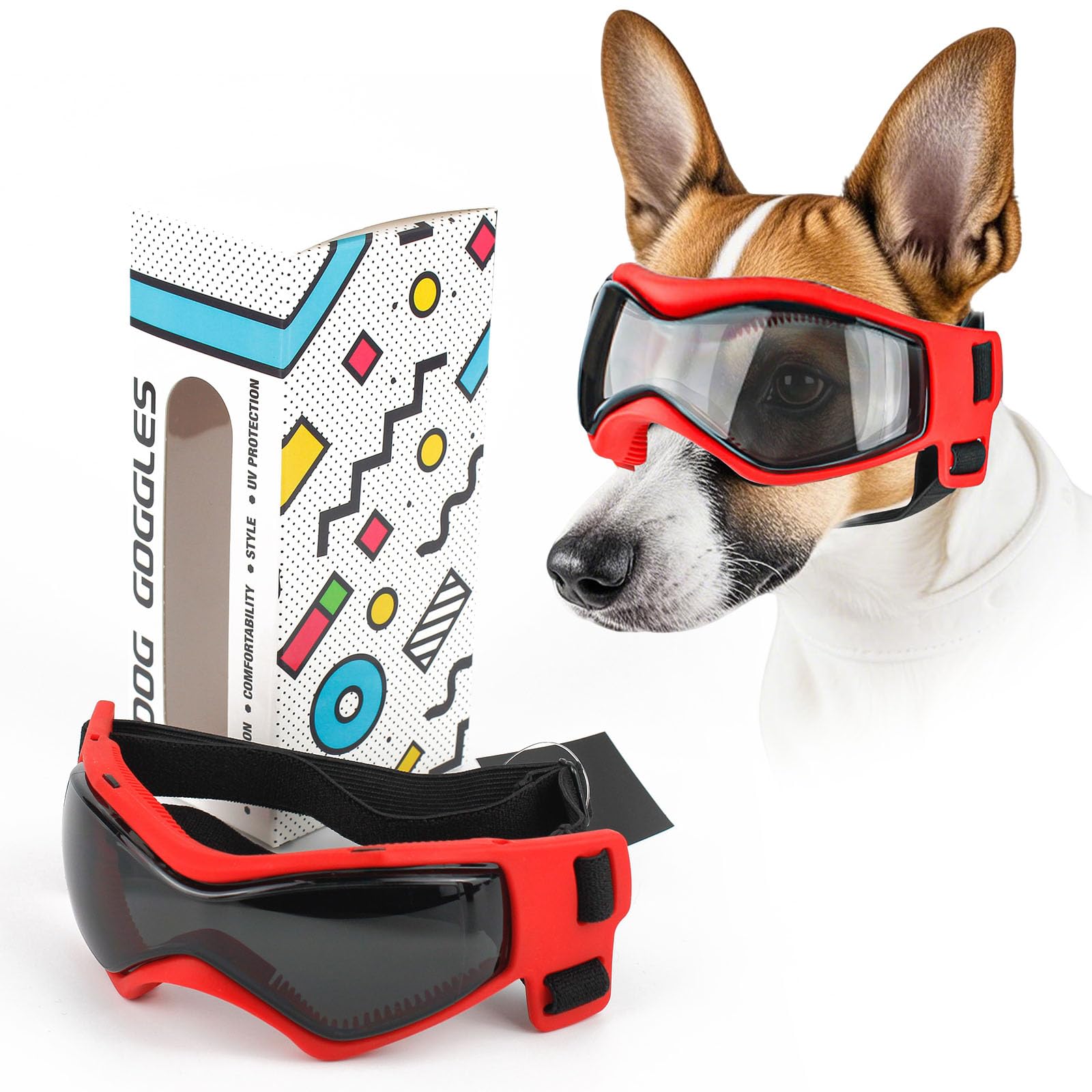 PETCUTE Dog Sunglasses UV Protection,Dog Goggles and Sunglasses for Small and Medium Breeds,Fogproof,Waterproof Windproof Cool Pet Sunglasses with Air Hole Design,Eye Protection Puppy Goggles