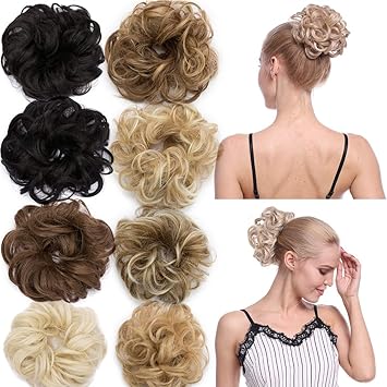 Hair Bun Extensions Messy Wavy Curly Dish Donut Scrunchie