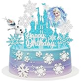 8 Pcs Cute Anime Birthday Cake Toppers, Snow Theme Princess Cake Decorations for Ice Party Supplies