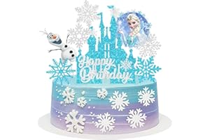 FNJOE 8 Pcs Cute Anime Birthday Cake Toppers, Snow Theme Princess Cake Decorations for Ice Party Supplies