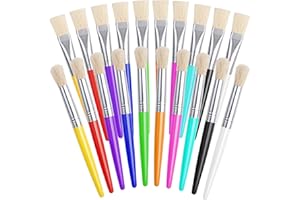 Joyooss Paint Brushes for Kids, 20 Pcs Round/Flat Large Kids Paint Brushes, Easy to Clean & Grip Washable No Shed Hog Bristle Toddler Paint Brushes Paintbrushes Kids for Watercolor, Acrylic, Gouache