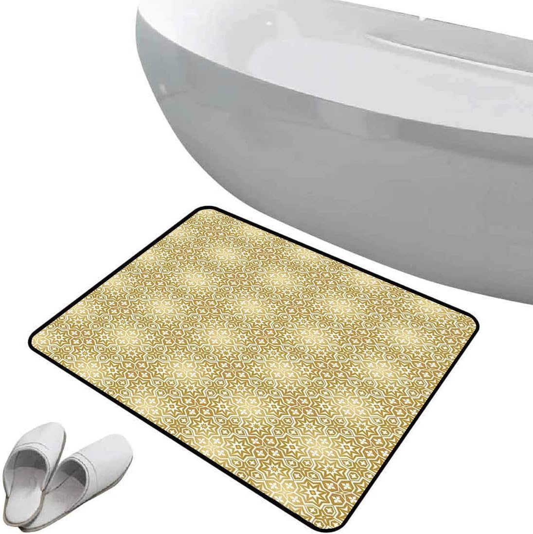 Alfombra de baño antideslizante de felpudo dorado Alfombrilla goma