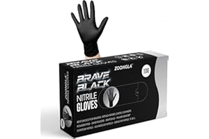 ZOONGLA Black Nitrile Disposable Gloves - Extra Strength, Odour-Free, Latex-Free & Powder-Free, Chemical Resistant. Gants