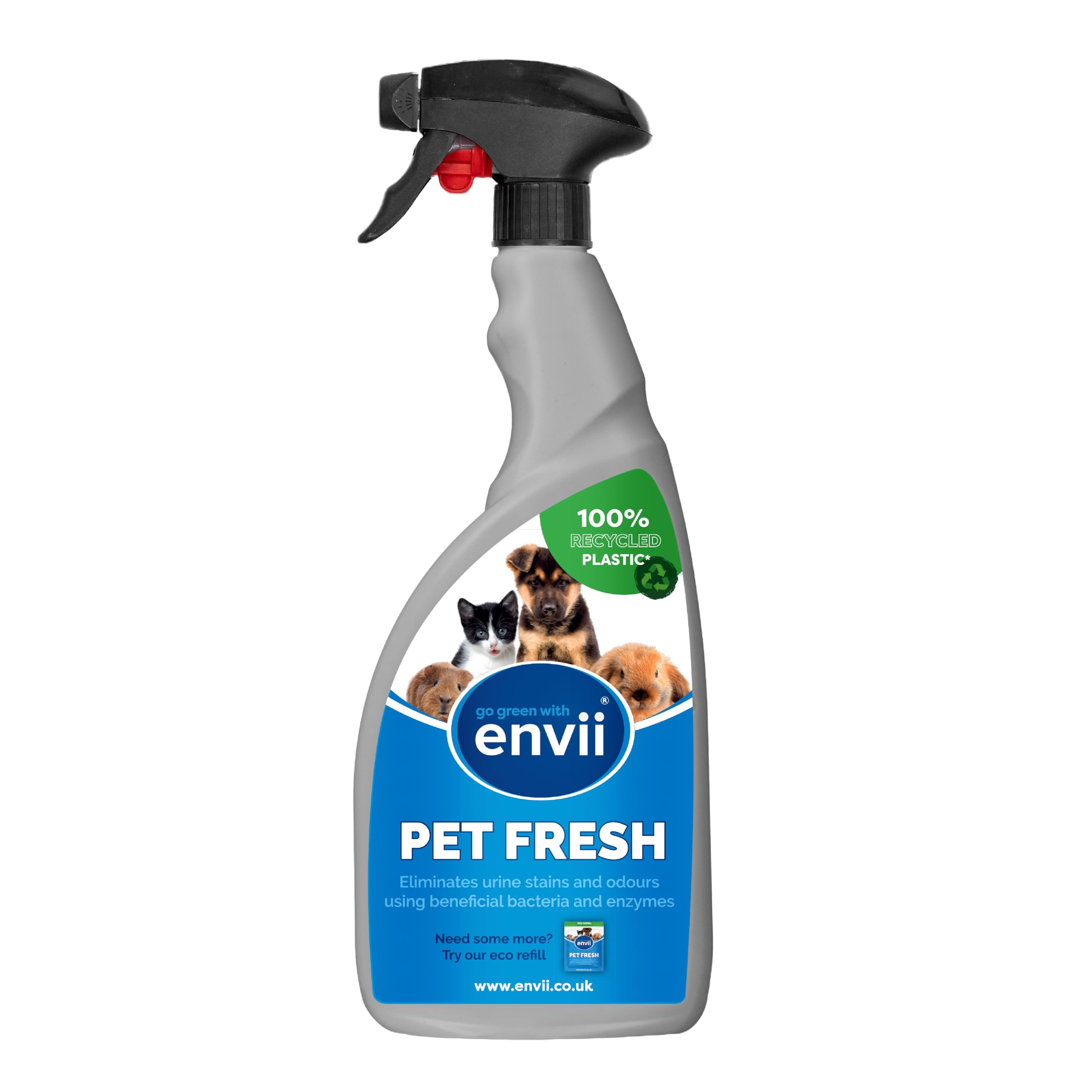 Envii Pet Fresh – Effective Pet Urine Stain & Odour Remover, Strong Enzyme Cleaner & Natural Deodoriser for Dog & Cat Urine, Faeces & Stains – 750ml Carpet Cleaner for Pets