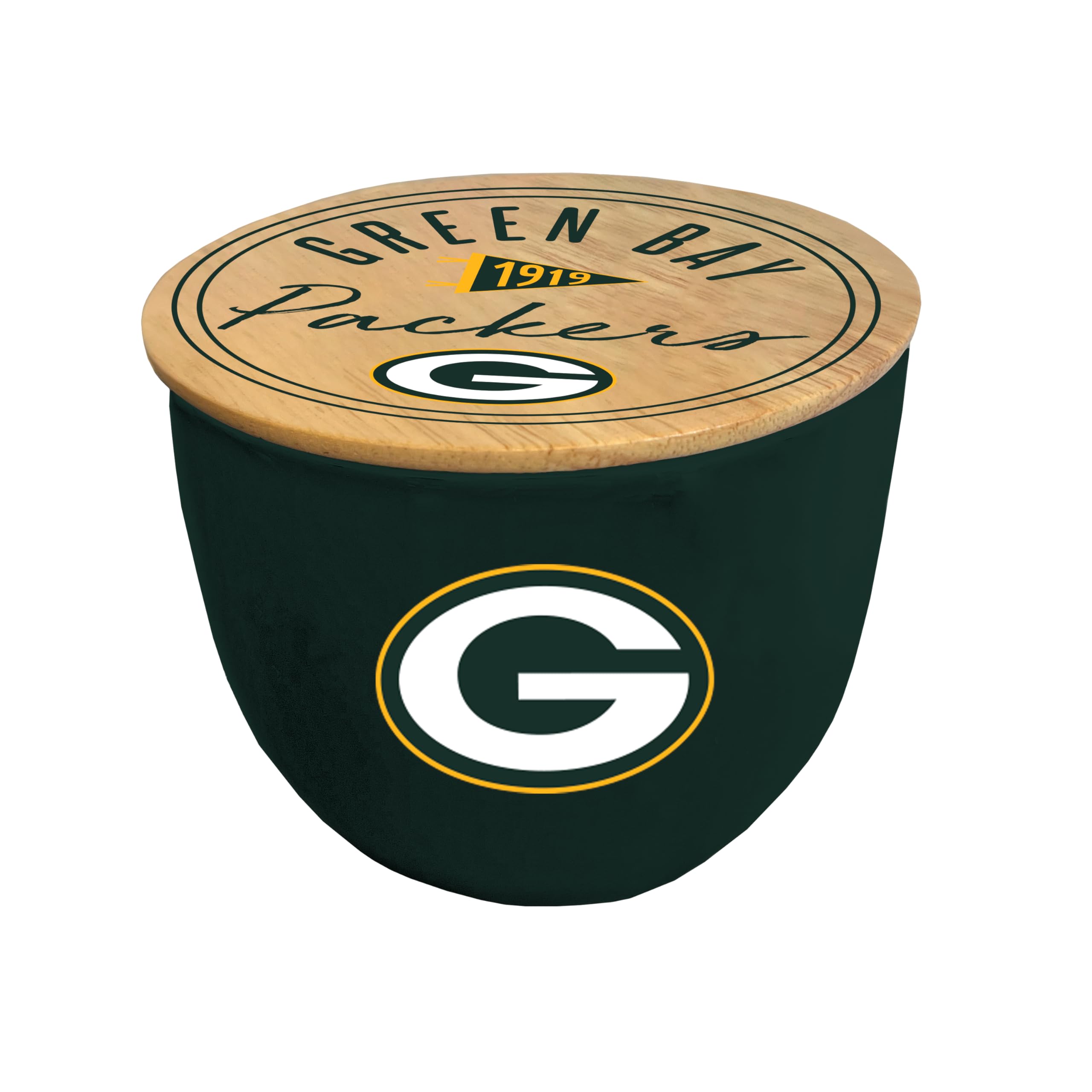 Photo 1 of NFL Green Bay Packers Script Circle Logo Ceramic Candle