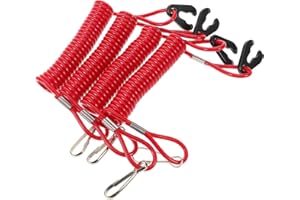 SHERCHPRY 4pcs Red Tpu Boat Emergency Cord with Wrist Strap Design for Outboard Motor and Motorboat Safety