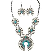TOPACC Western Jewelry for Women White Turquoise Cowgirl Necklace with Boho Earings Set