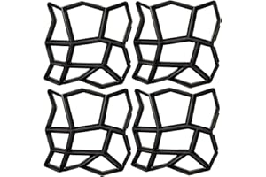 VANSMAGO Concrete Molds and Forms,Walk Path Maker Walkway Stone Molding Paving Pavement Stepping Stone Outdoor Paver Cement Mold for Patio, Lawn & Garden (4Packs 13X13X1.4 inch)