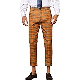 Lars Amadeus Men's Plaid Dress Pants Casual Slim Fit Checkered Business Trousers