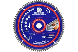 BRSCHNITT 10Inch 80Tooth TCG Aluminum and Non-Ferrous Metal Saw Blade - for Cutting Aluminum Plastics and Non Ferrous With1 A