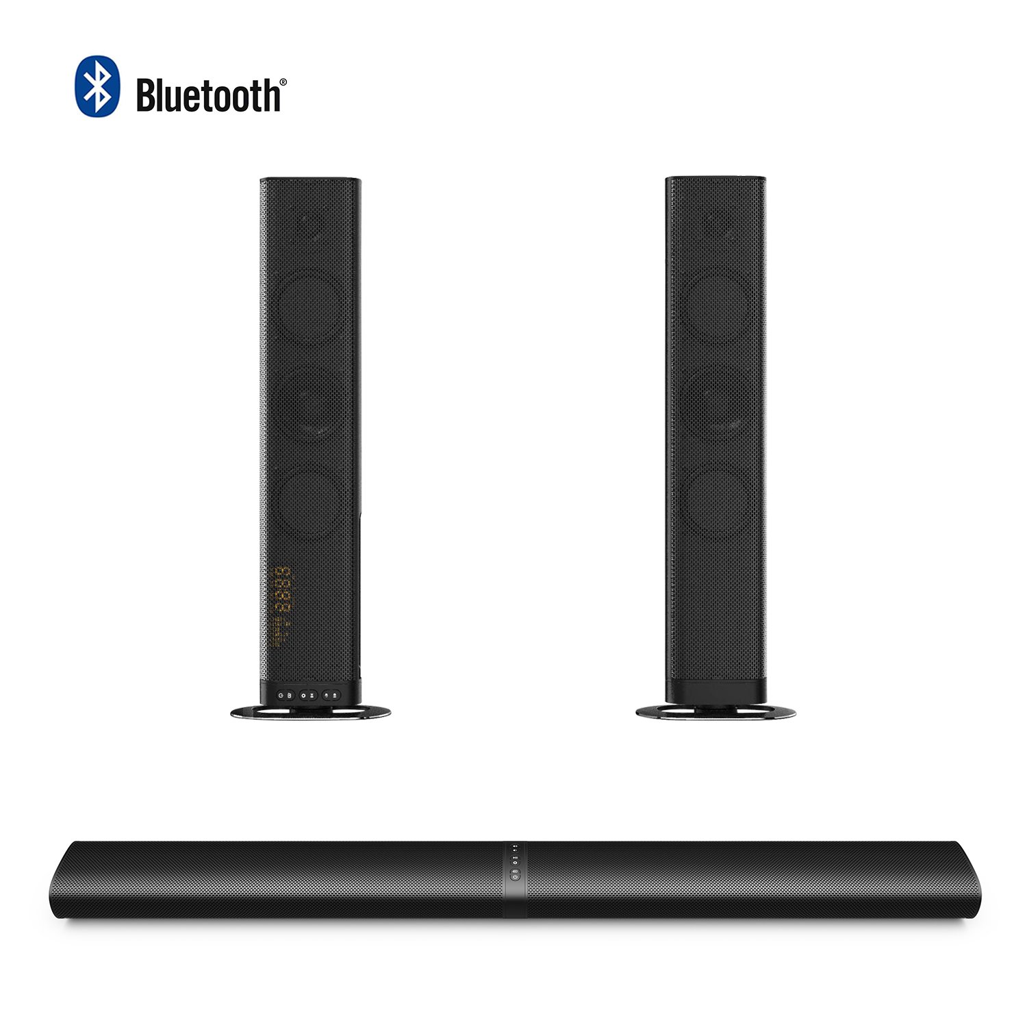 Mugig Sound Bar Bluetooth Realistic Surround Sound with Crystal Clear Audio, Bass Sound Built-in Subwoofer for TV