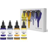 Kamenskaya Acrylic Inks for Artists - Acrylic Ink Set, Color Combination #2-4 pcs. 1 Fl Oz (30 ml) Each