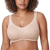DELIMIRA Women's Minimizer Bras Full Coverage No Underwire Plus Size Comfortable Wireless Unlined Bra