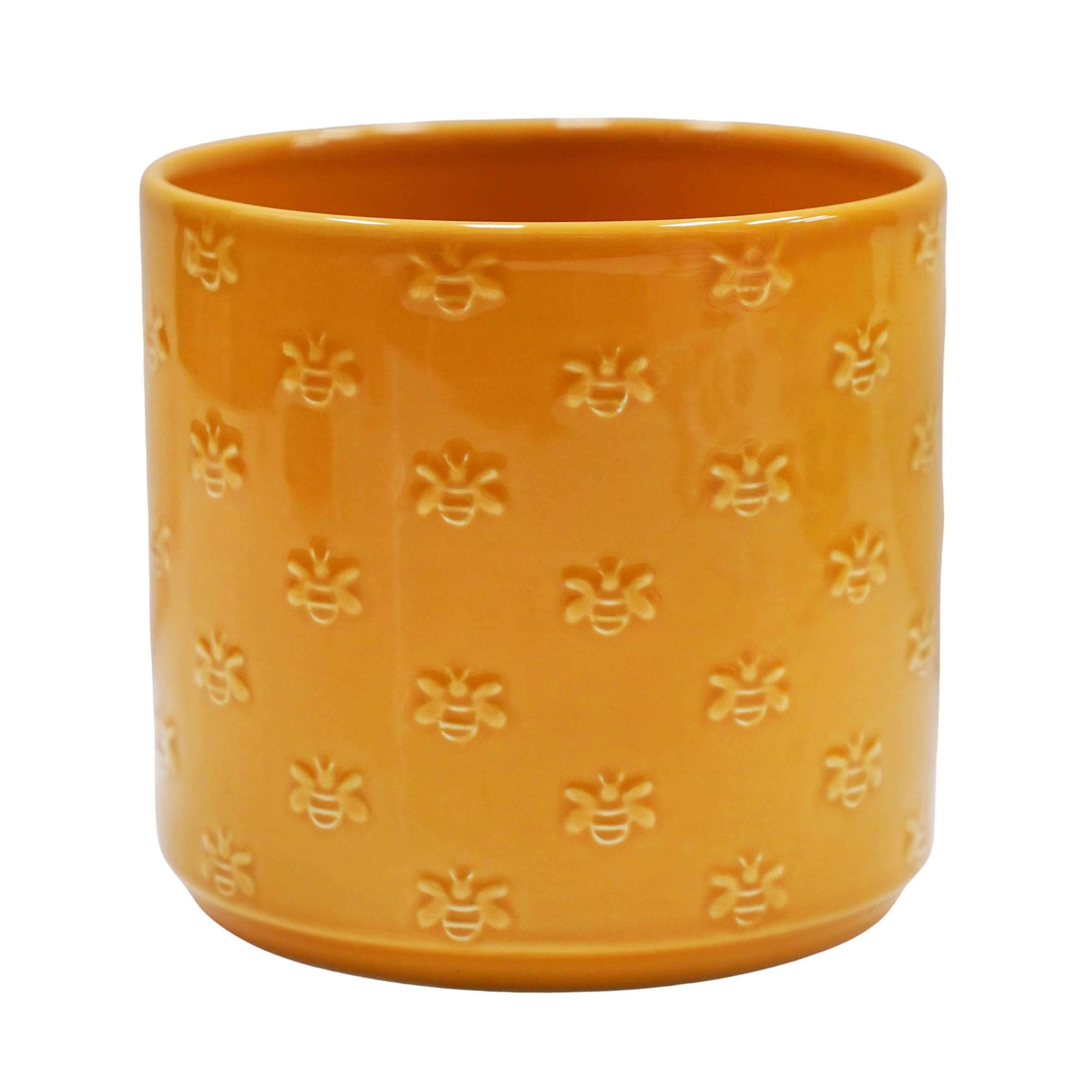 Ivyline Arley Bee Planter in Yellow - Premium Quality & Waterproof - Stylish Lightweight Indoor Earthenware Flower Houseplant Pot - D13.5cm x H12.5cm