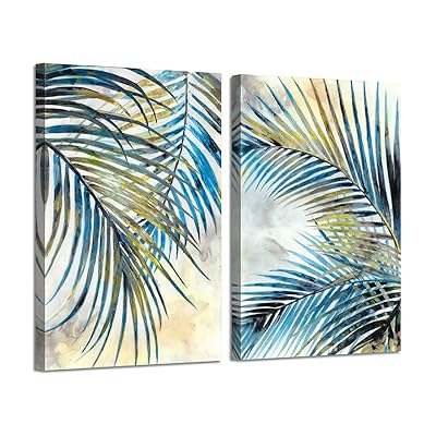 Buy Artistic Path Palm Leaves Canvas Wall Art Tropical Leaf Artwork Picture Painting For Bedroom 24 W X 36 H X 2 Pcs Multi Sized Online In Indonesia B08bbz322z