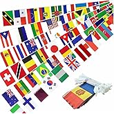 Ckexin 226 Countries International World String Flags Banner Set Small Mini All Countries National Bunting Flags Decorations for Classroom,Olympic,Bar,Sports Clubs,School Festivals Celebrations