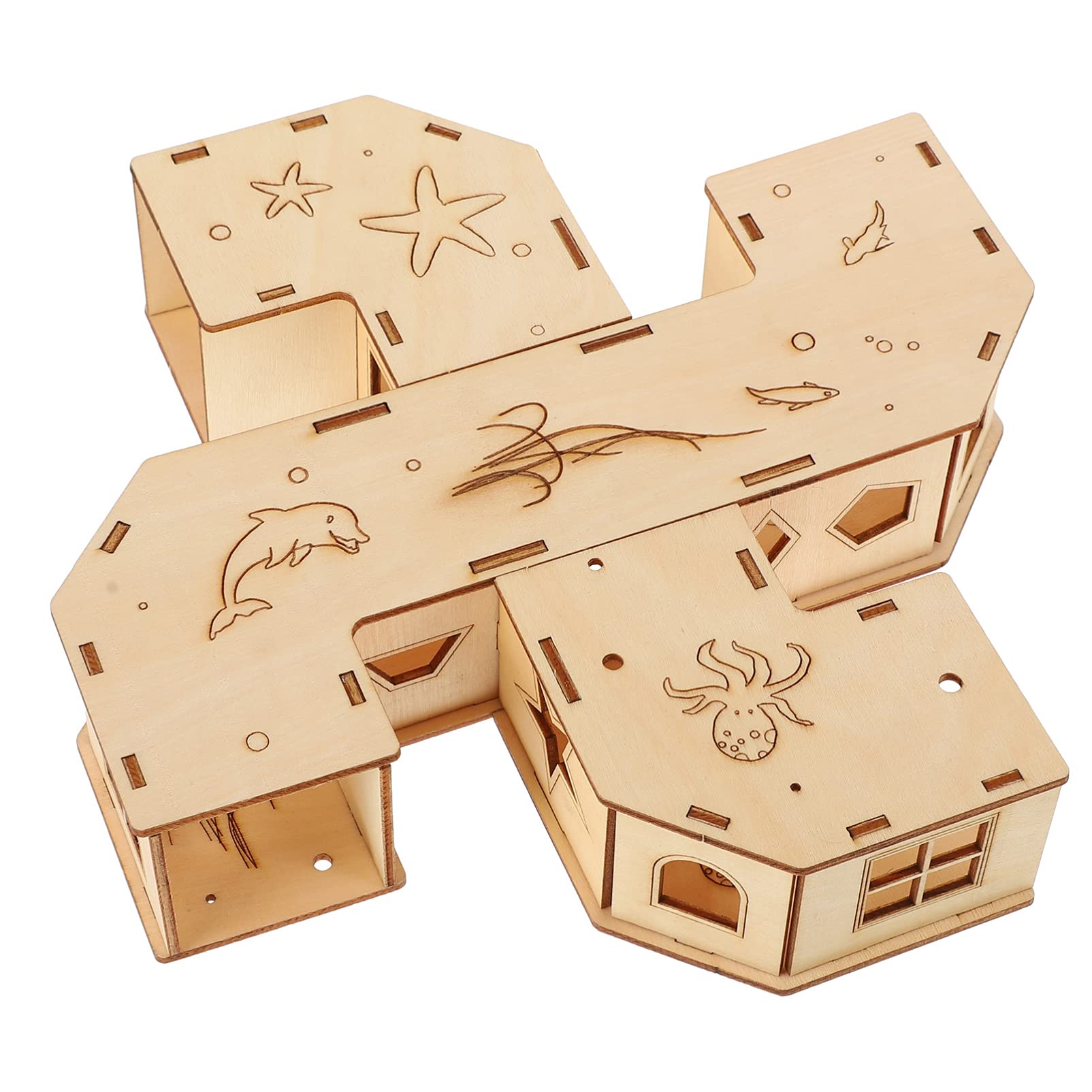 Balacoo Wood Hamster House Maze Multi Chamber Hamster Hideout Tunnels Exploring Enrichment Toys for Hamsters
