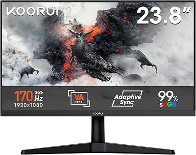 Gaming Monitor 24" 170Hz PC Schermo FHD Adaptive Sync, HDMI 1.4