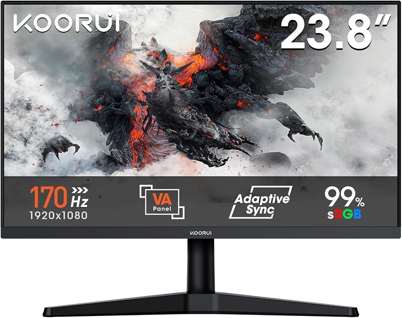 Gaming Monitor 24" 170Hz PC Schermo FHD Adaptive Sync, HDMI 1.4