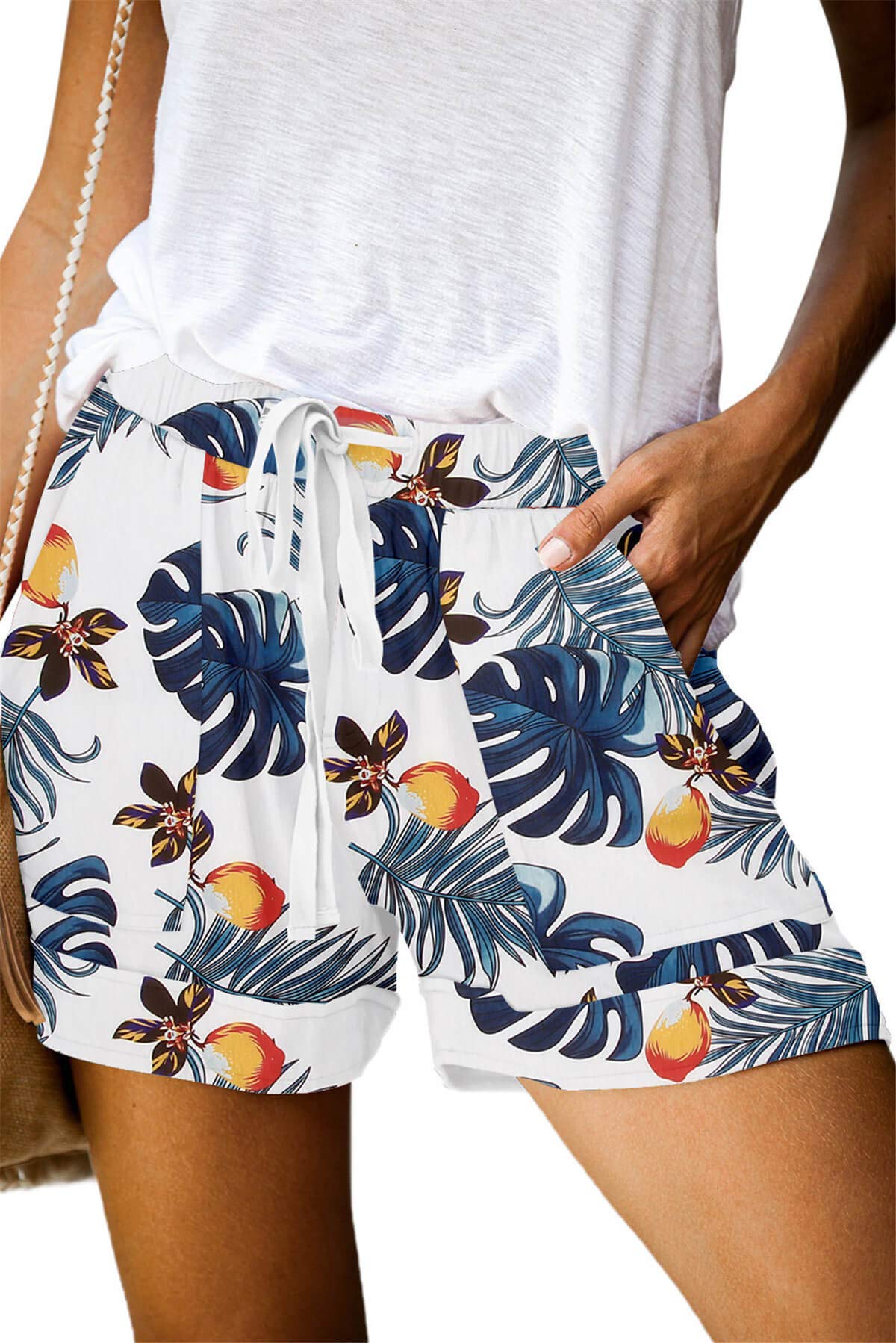ONLYSHE Casual Elastic Waist Shorts for Women