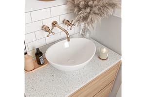 DEER VALLEY DeerValley Bathroom Vessel Sink, 16" x 13" Oval White Ceramic Vessel Sink, Modern Egg Shape Above Counter Bathroom Vanity Bowl, Porcelain Bathroom Vessel Vanity Sink Art Basin, DV-1V051