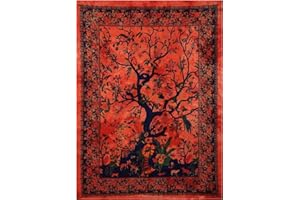 ANJANIYA Tree of Life Nature Forest Tapestry Indian Tapestries Dorm Decor Mandala Tapestry Hippy Wall Art Psychedelic Hippie Wall Hanging Bohemian Decor (Orange, Poster (30X40 inches))